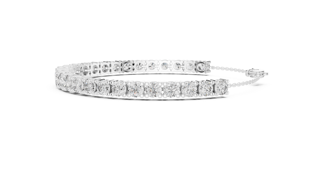 Round Cut Diamond Scalloped Tennis Bracelet with Extension Chain