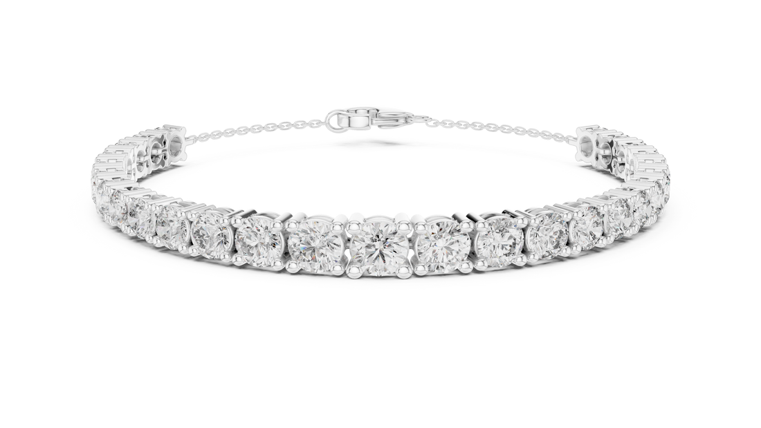 Round Cut Diamond Scalloped Tennis Bracelet with Extension Chain
