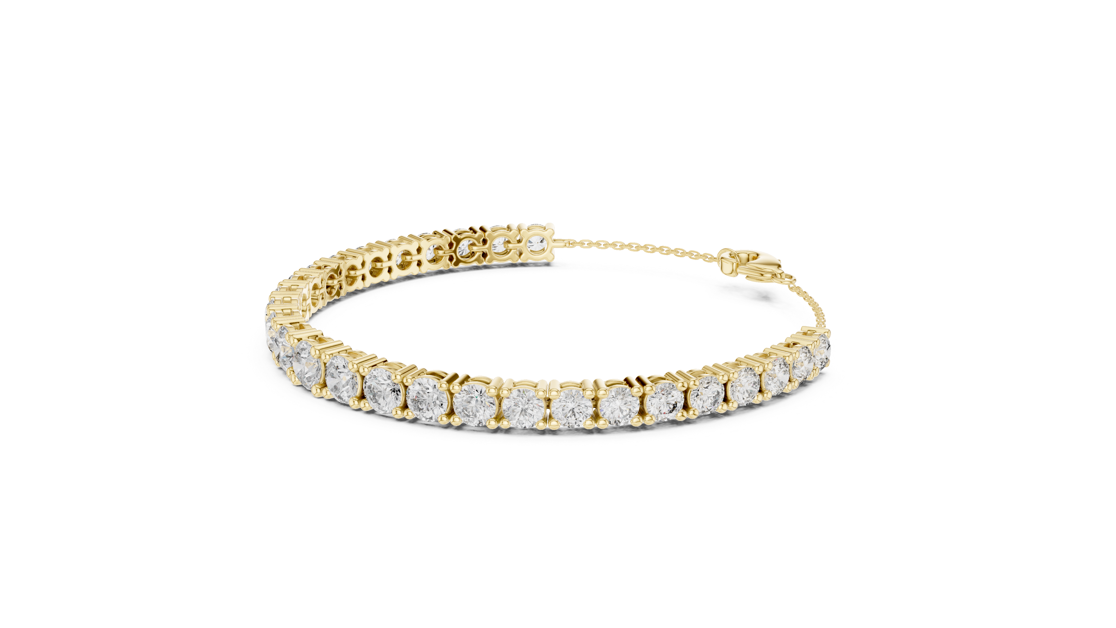 Round Cut Diamond Scalloped Tennis Bracelet with Extension Chain