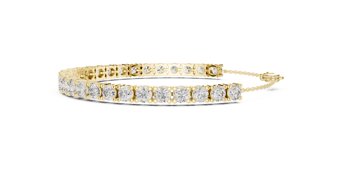 Round Cut Diamond Scalloped Tennis Bracelet with Extension Chain