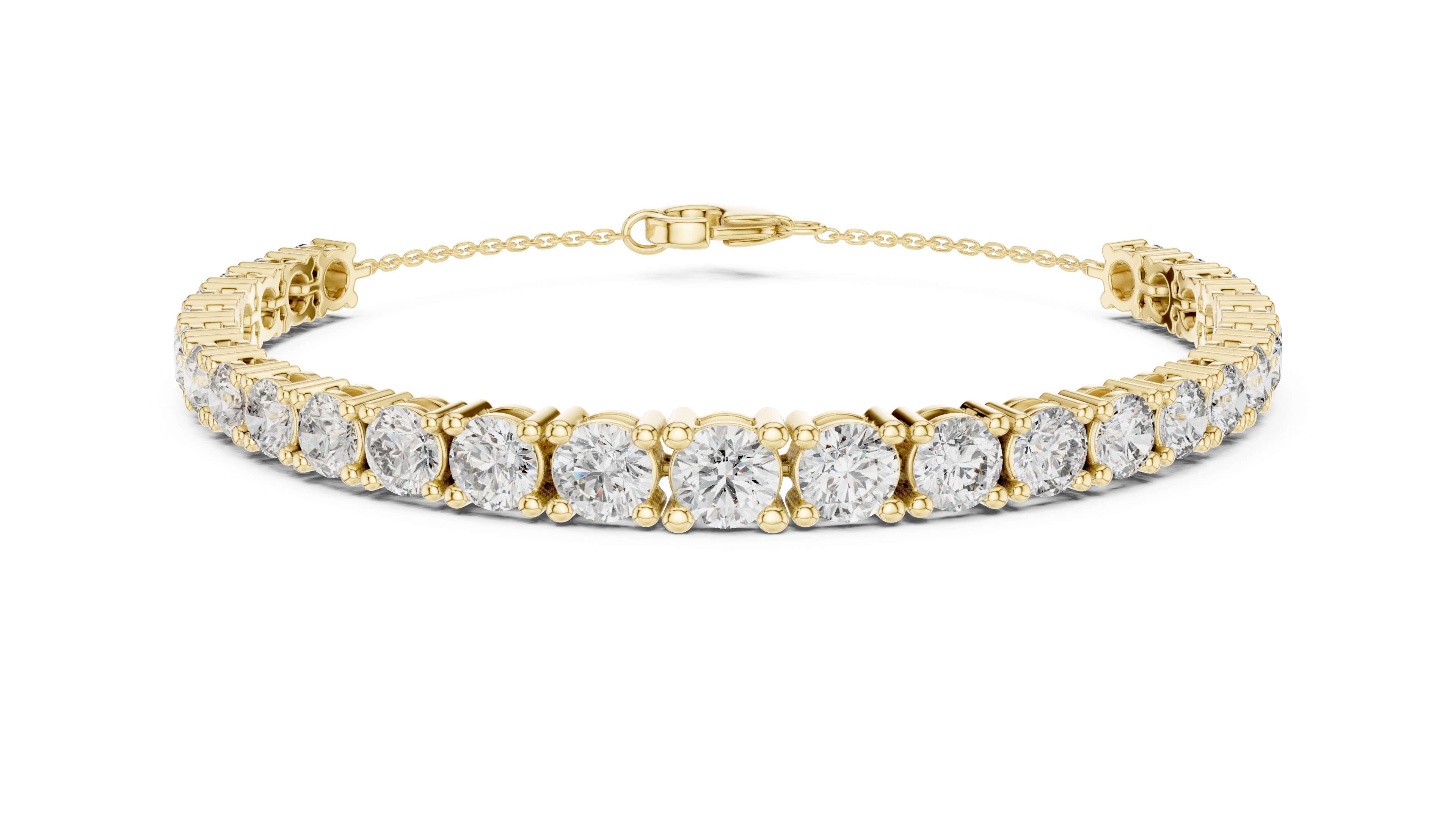 Round Cut Diamond Scalloped Tennis Bracelet with Extension Chain