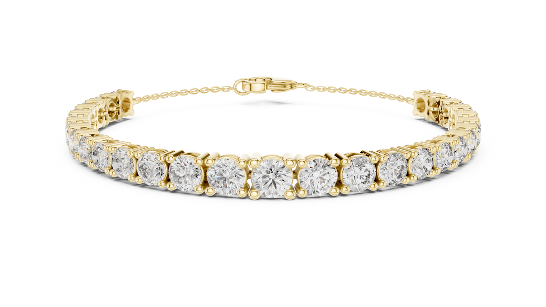 Round Cut Diamond Scalloped Tennis Bracelet with Extension Chain