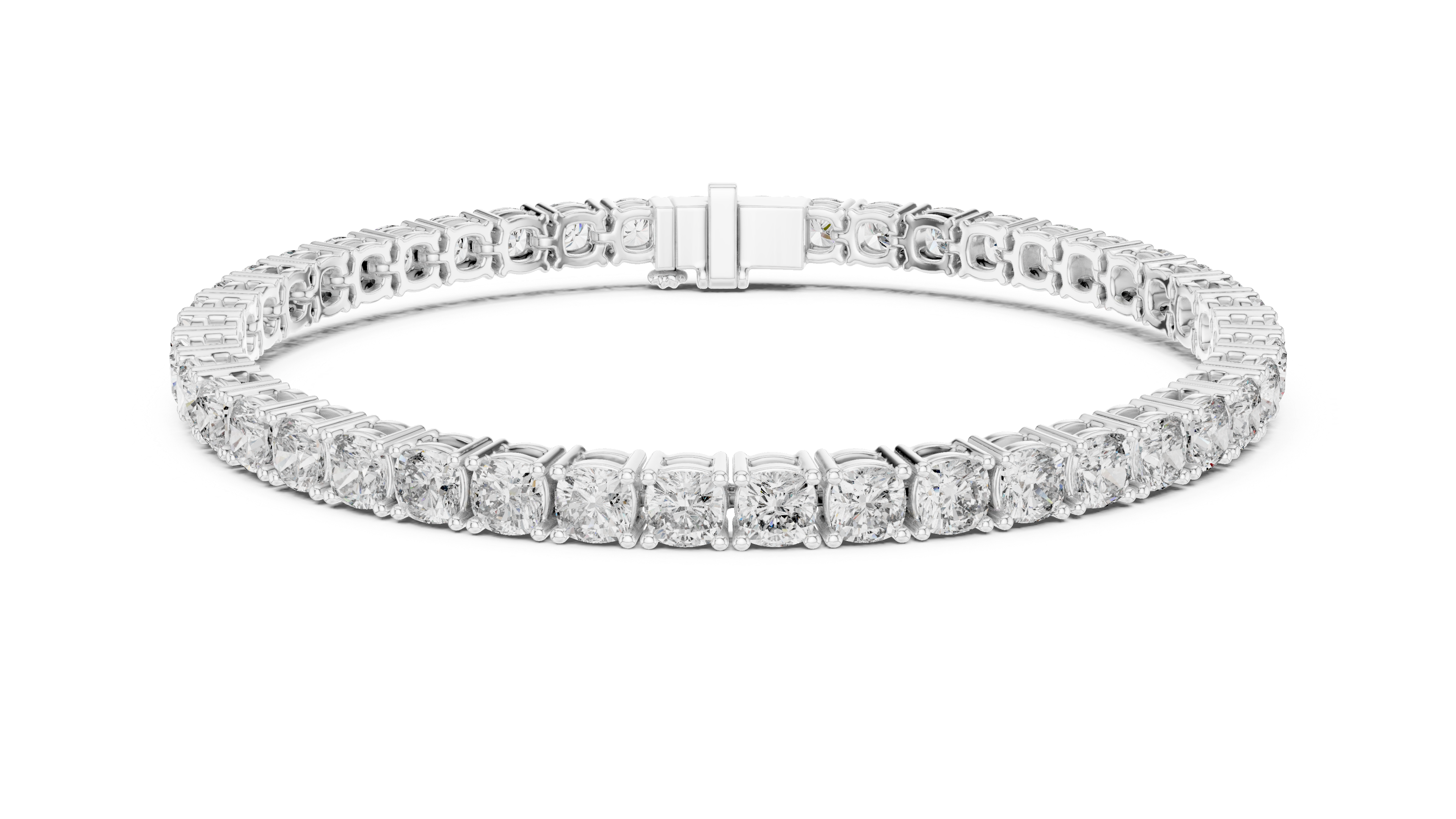 Cushion Cut Diamond Tennis Bracelet with Collet Setting