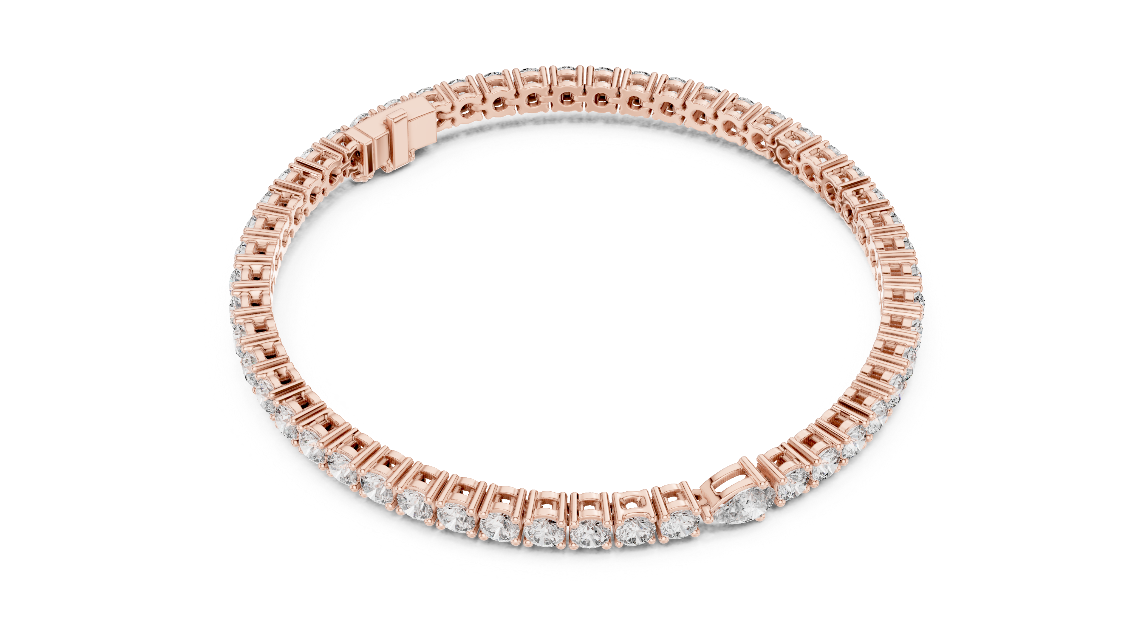 Round Diamond Tennis Chain Bracelet with Pear Cut Center Stone