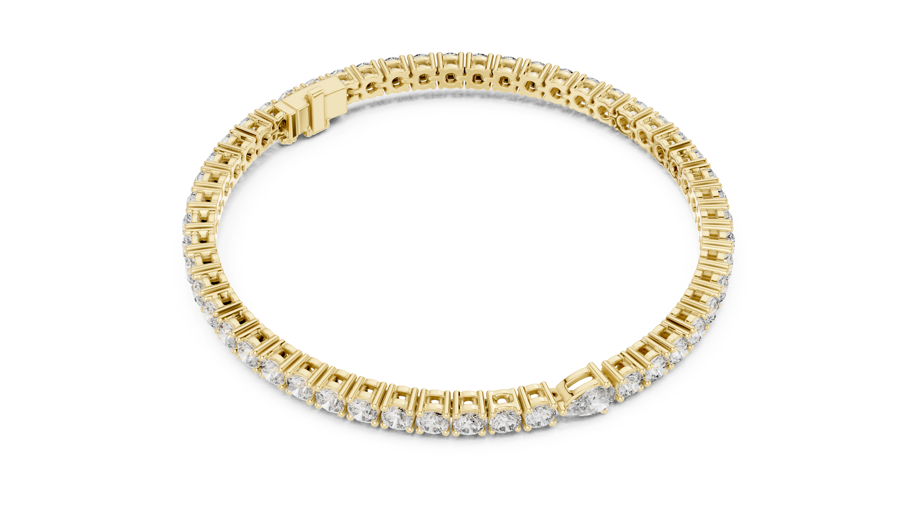 Round Diamond Tennis Chain Bracelet with Pear Cut Center Stone