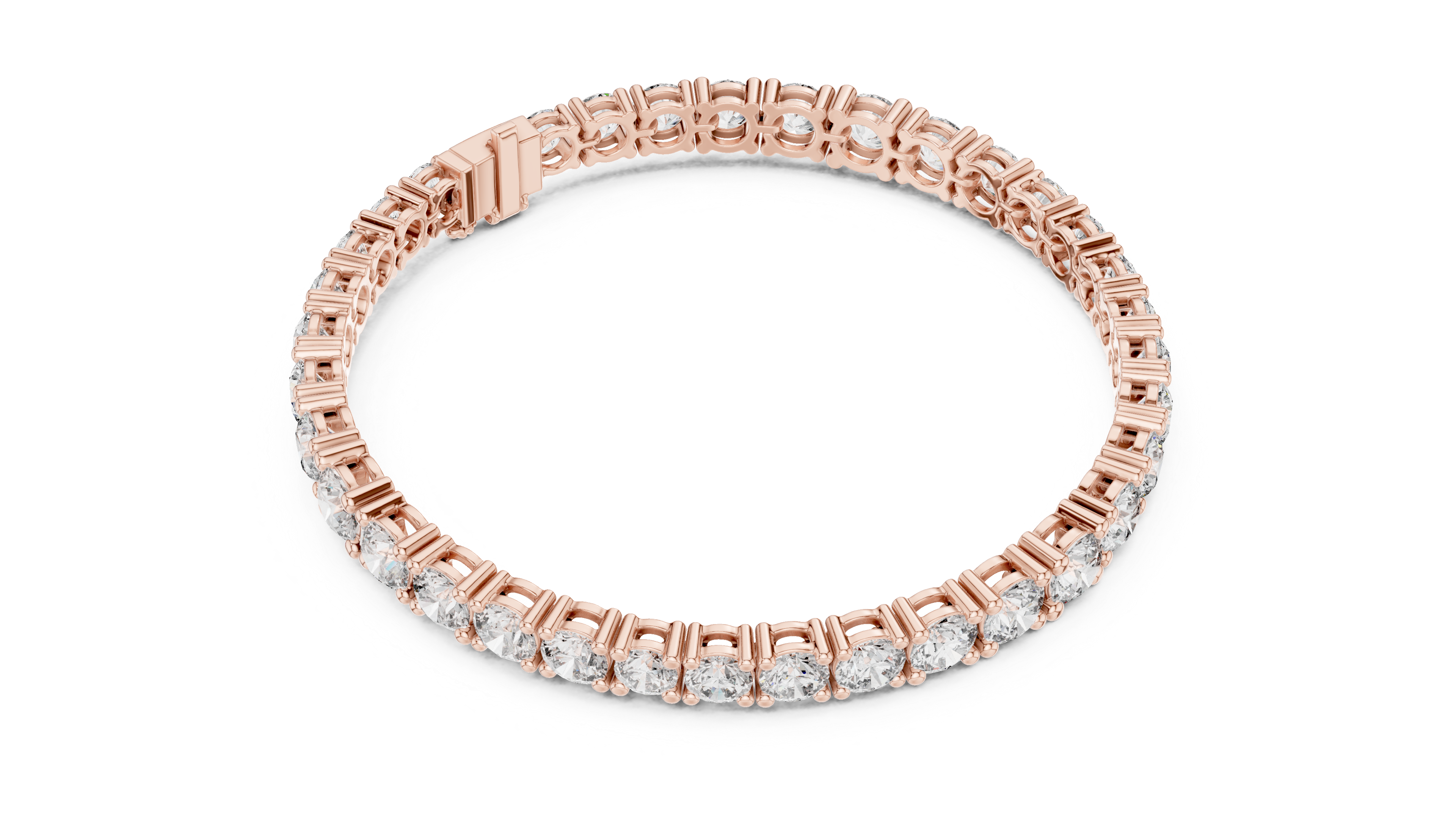 Graduated Round Cut Diamond Tennis Chain Bracelet in Collet Settings