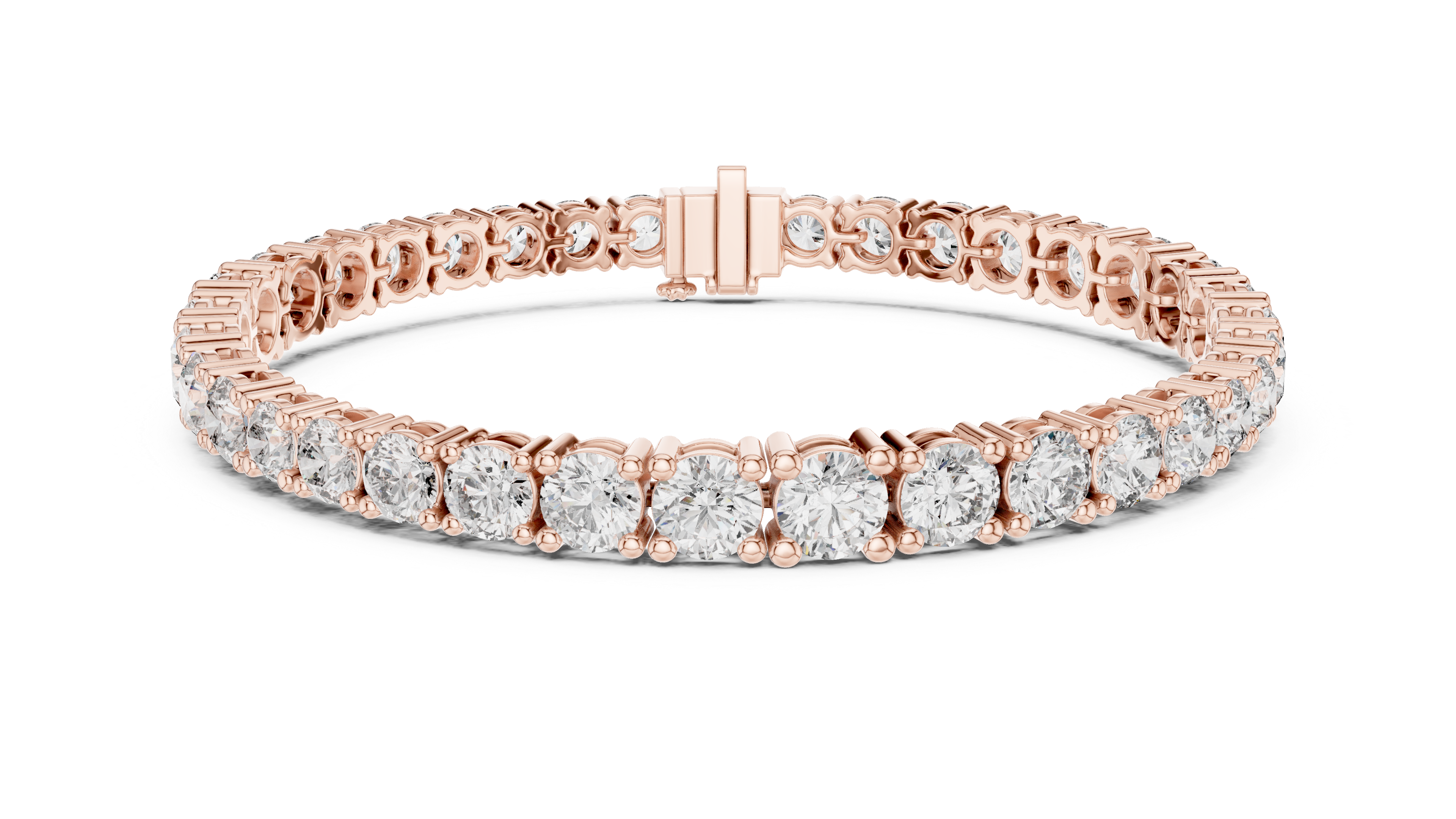 Graduated Round Cut Diamond Tennis Chain Bracelet in Collet Settings