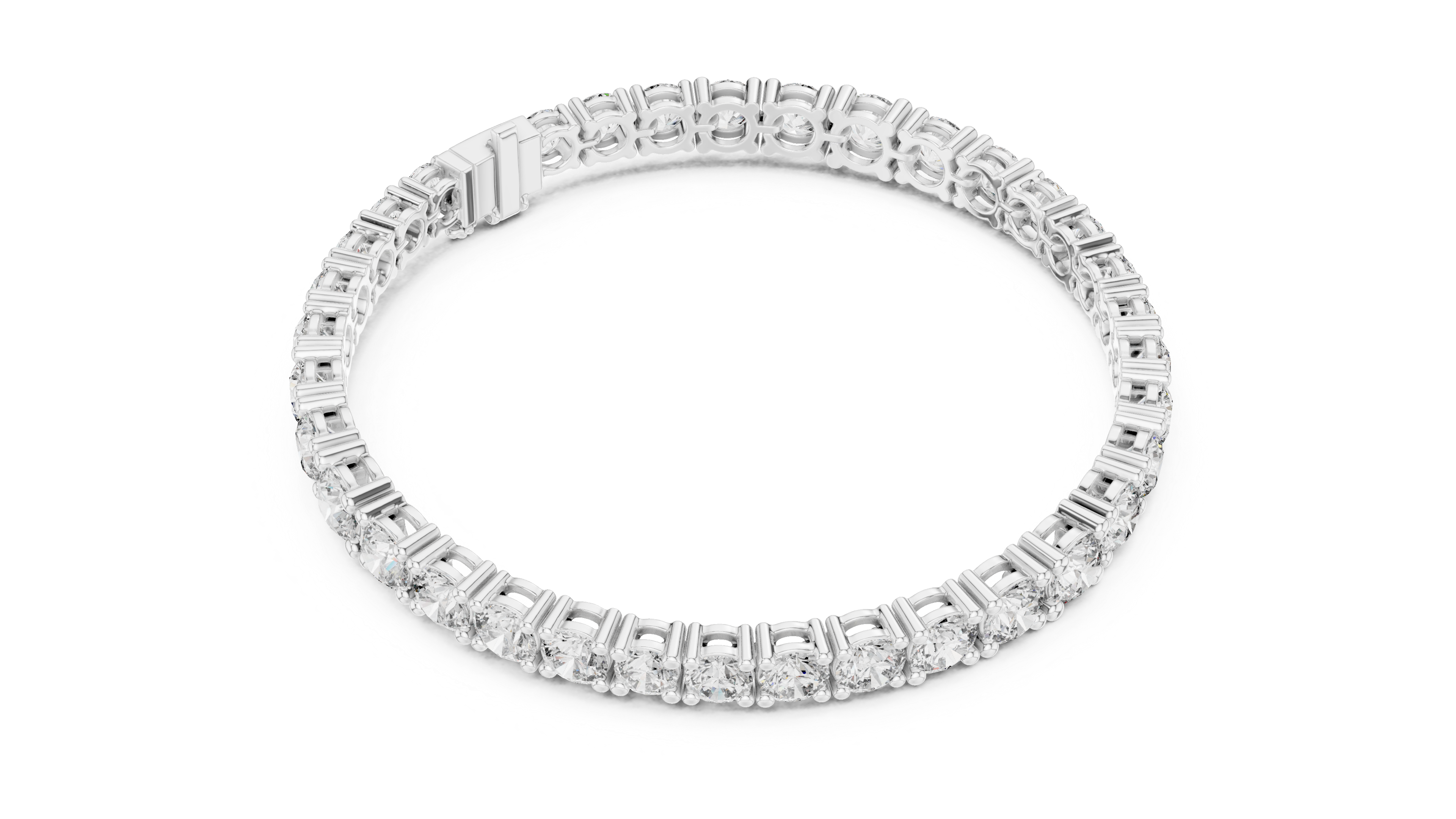 Graduated Round Cut Diamond Tennis Chain Bracelet in Collet Settings