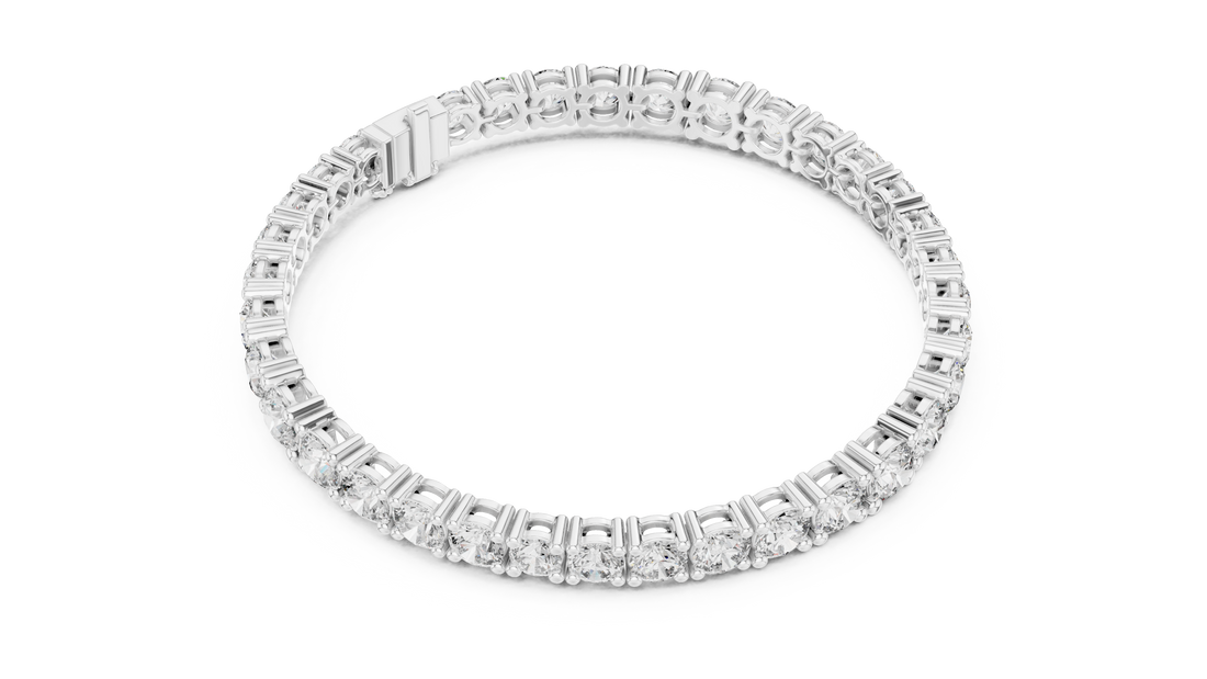 Graduated Round Cut Diamond Tennis Chain Bracelet in Collet Settings