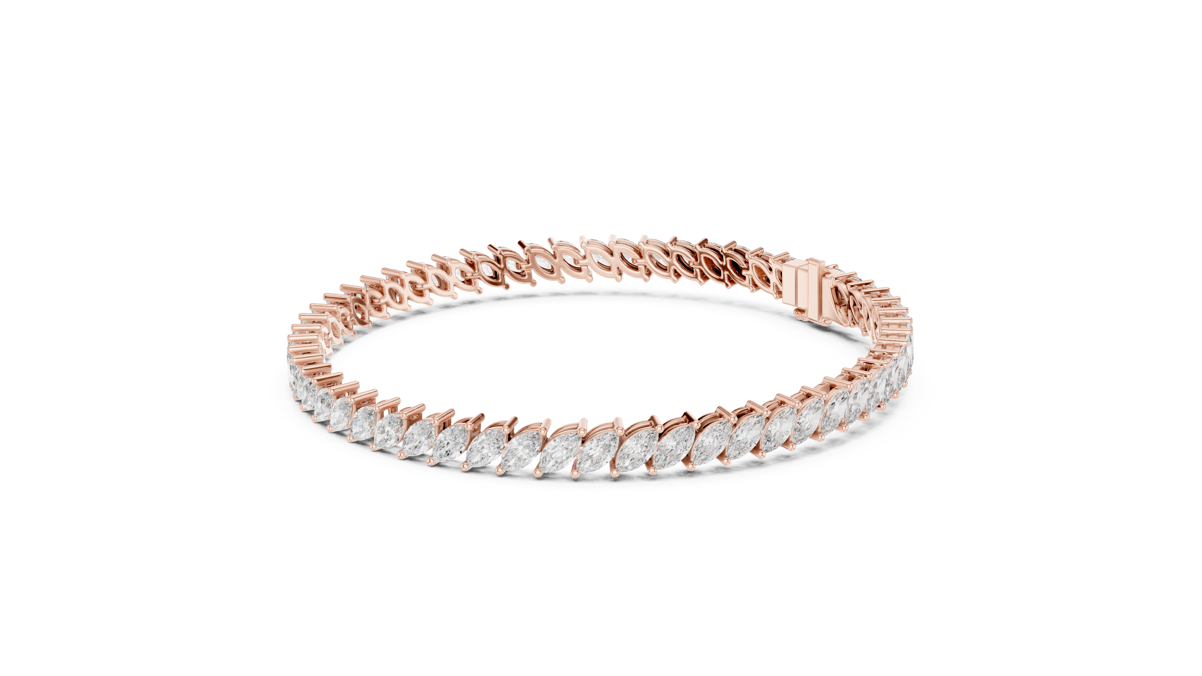Marquise Cut Diamond Tennis Chain Bracelet in Collet Settings