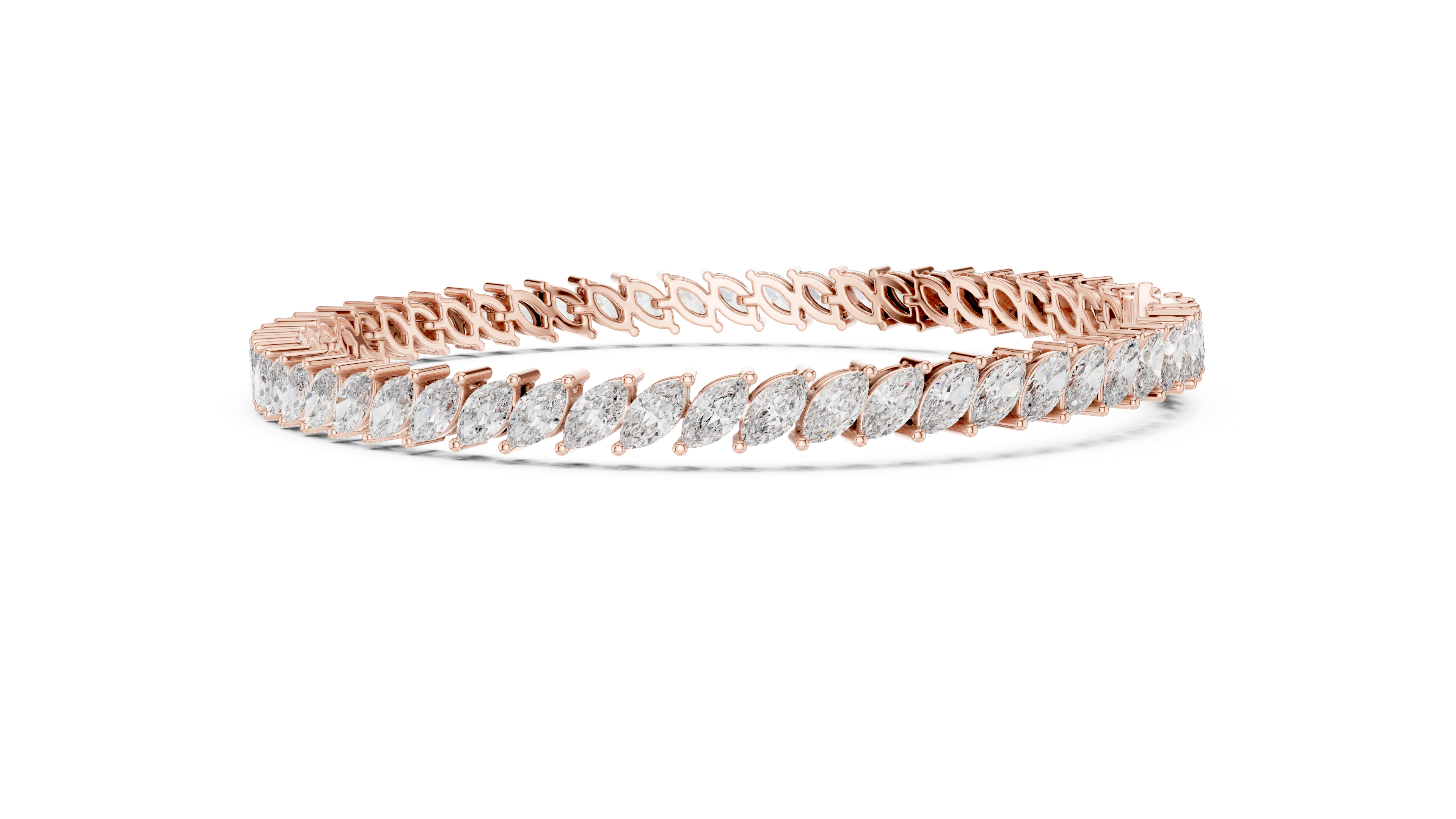 Marquise Cut Diamond Tennis Chain Bracelet in Collet Settings