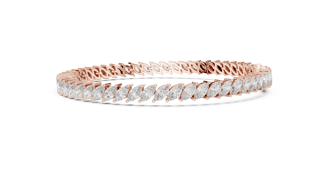 Marquise Cut Diamond Tennis Chain Bracelet in Collet Settings