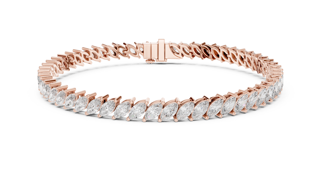 Marquise Cut Diamond Tennis Chain Bracelet in Collet Settings