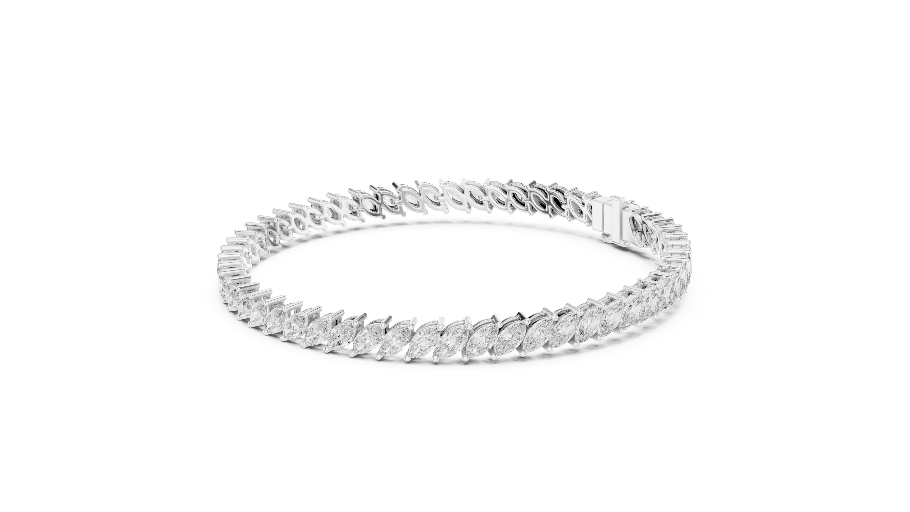 Marquise Cut Diamond Tennis Chain Bracelet in Collet Settings