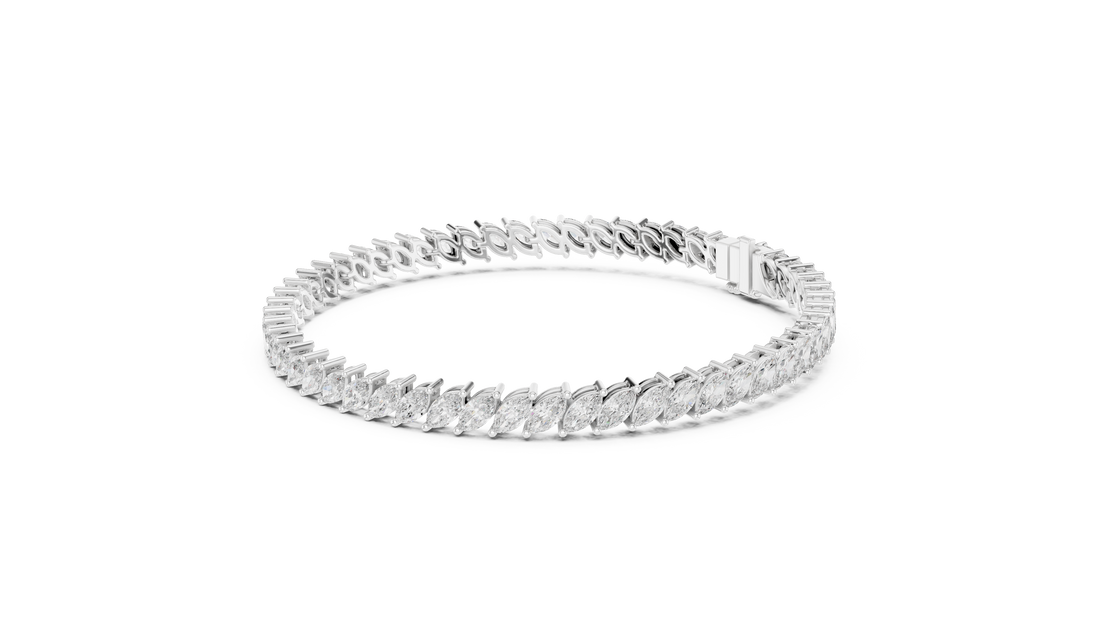Marquise Cut Diamond Tennis Chain Bracelet in Collet Settings
