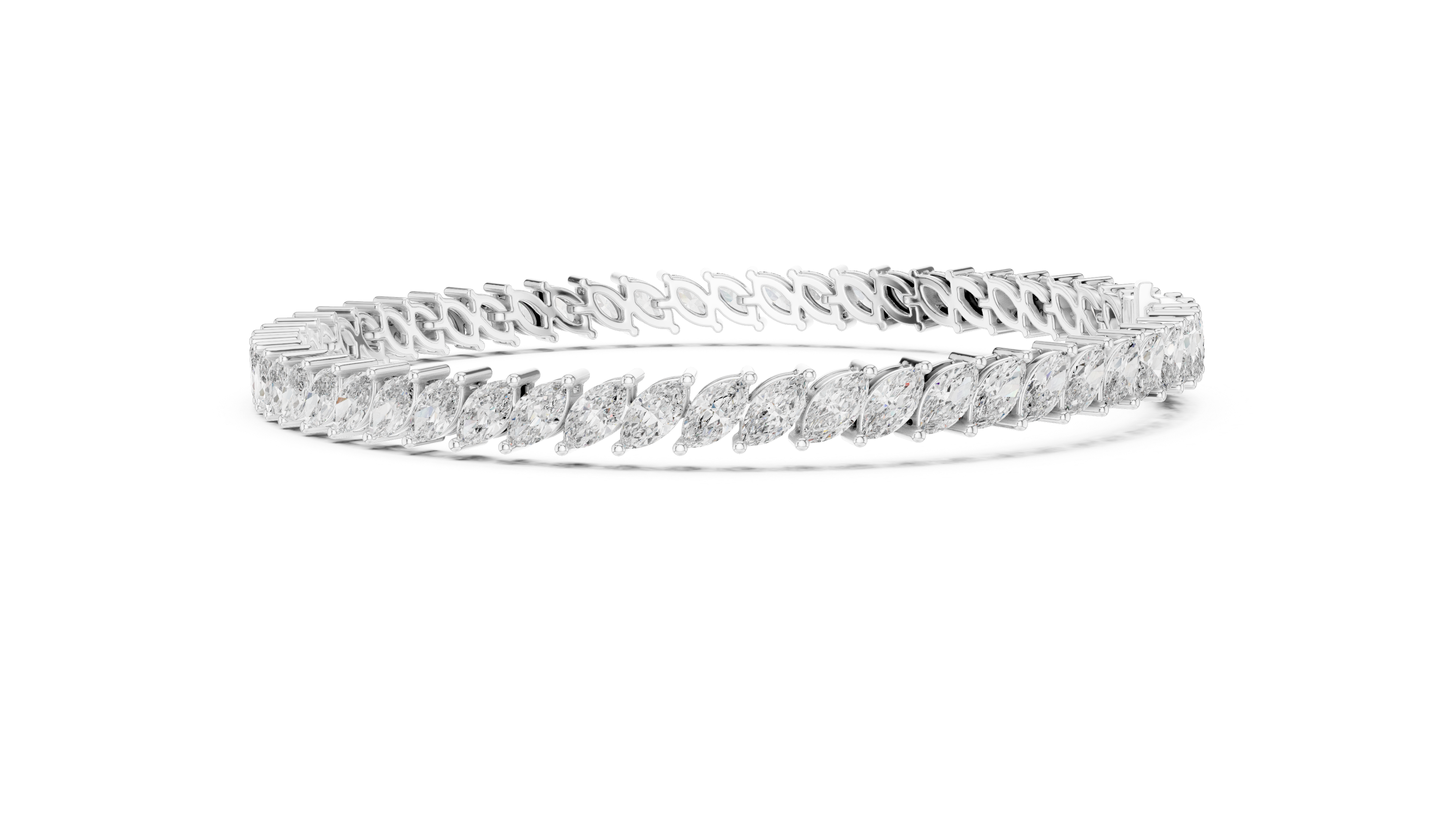 Marquise Cut Diamond Tennis Chain Bracelet in Collet Settings
