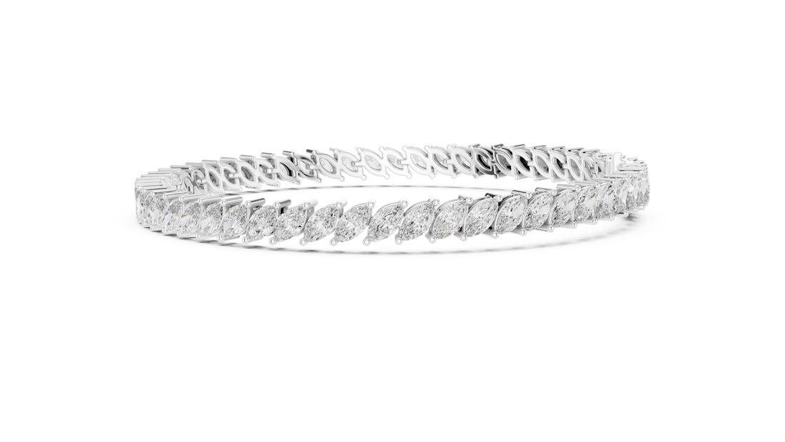 Marquise Cut Diamond Tennis Chain Bracelet in Collet Settings