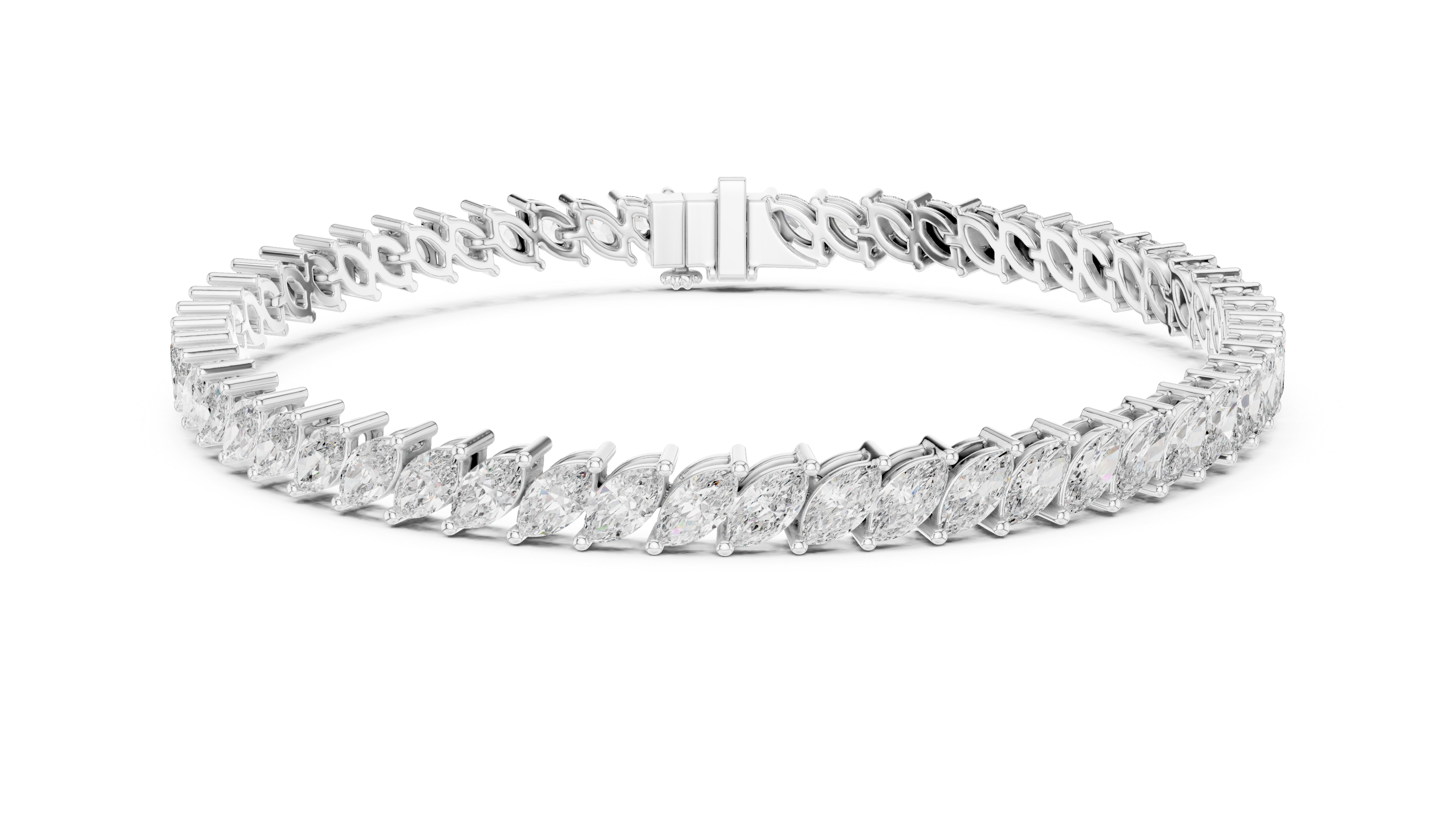 Marquise Cut Diamond Tennis Chain Bracelet in Collet Settings