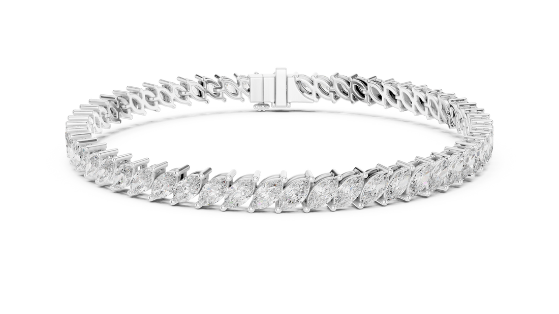 Marquise Cut Diamond Tennis Chain Bracelet in Collet Settings