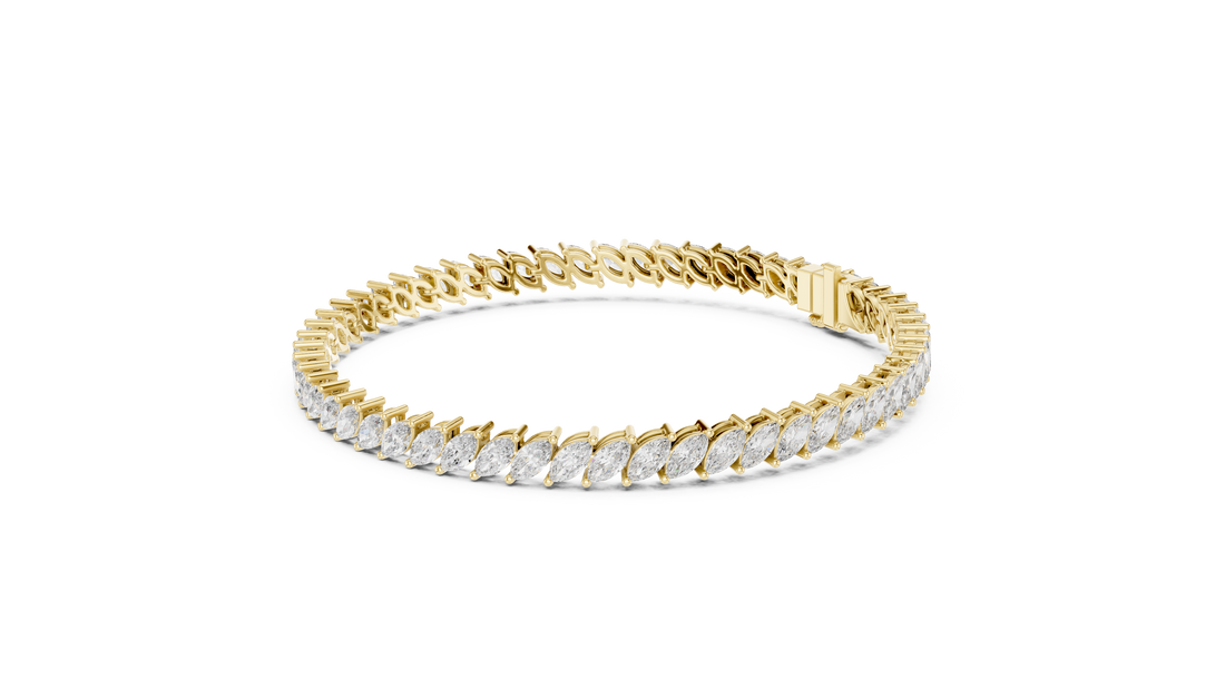 Marquise Cut Diamond Tennis Chain Bracelet in Collet Settings