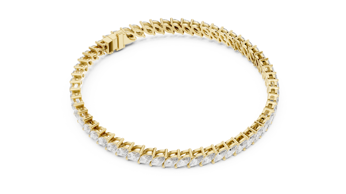 Marquise Cut Diamond Tennis Chain Bracelet in Collet Settings