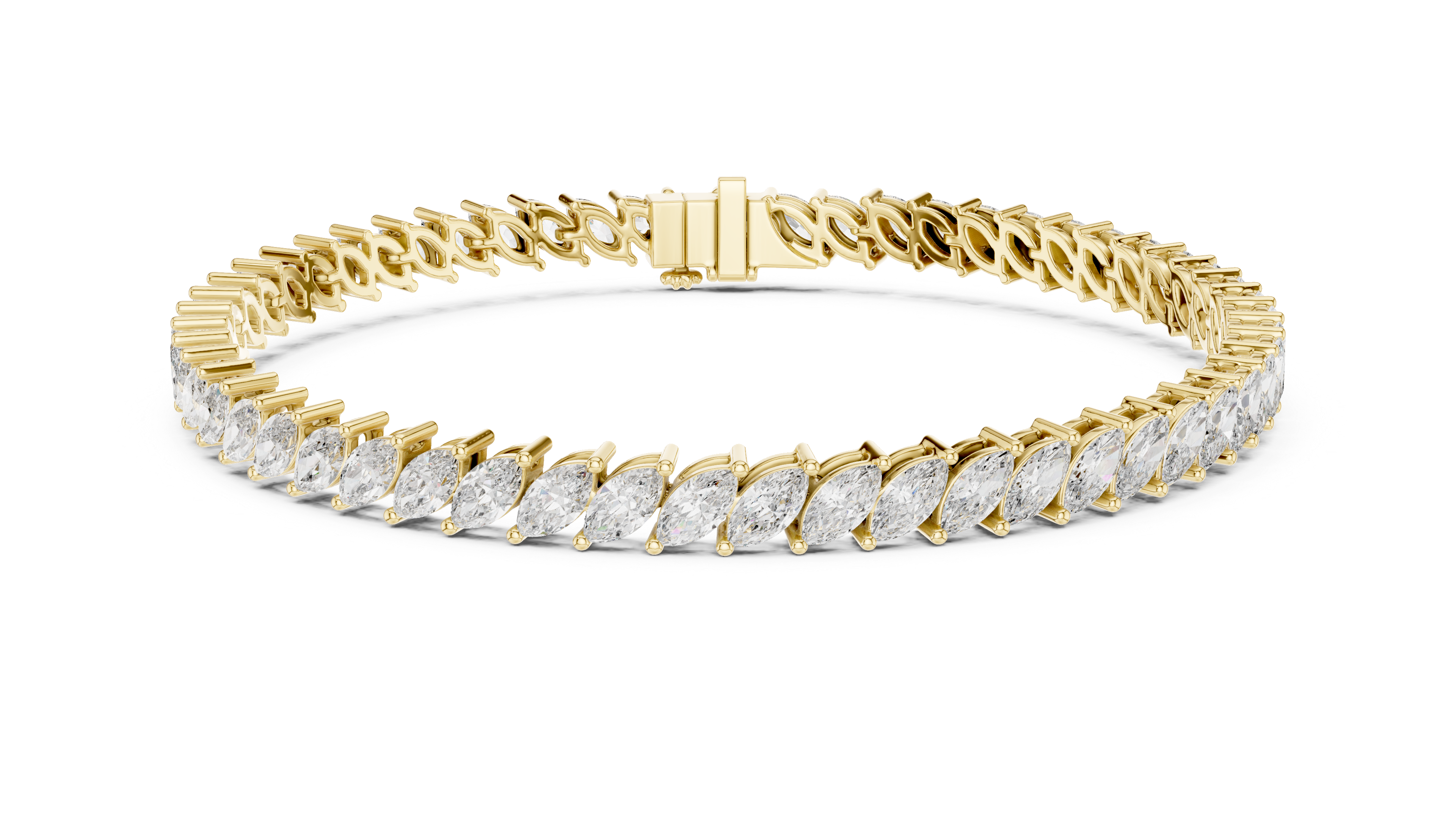 Marquise Cut Diamond Tennis Chain Bracelet in Collet Settings
