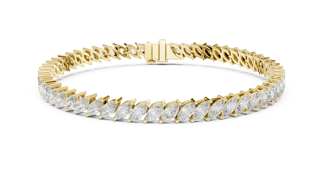 Marquise Cut Diamond Tennis Chain Bracelet in Collet Settings