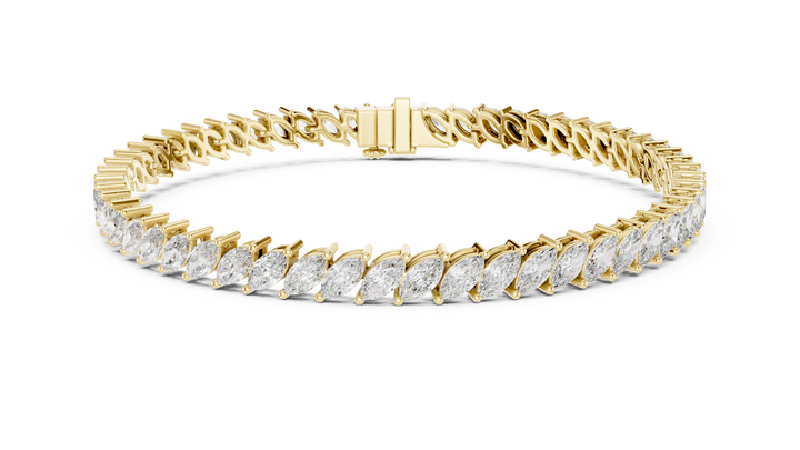 Marquise Cut Diamond Tennis Chain Bracelet in Collet Settings