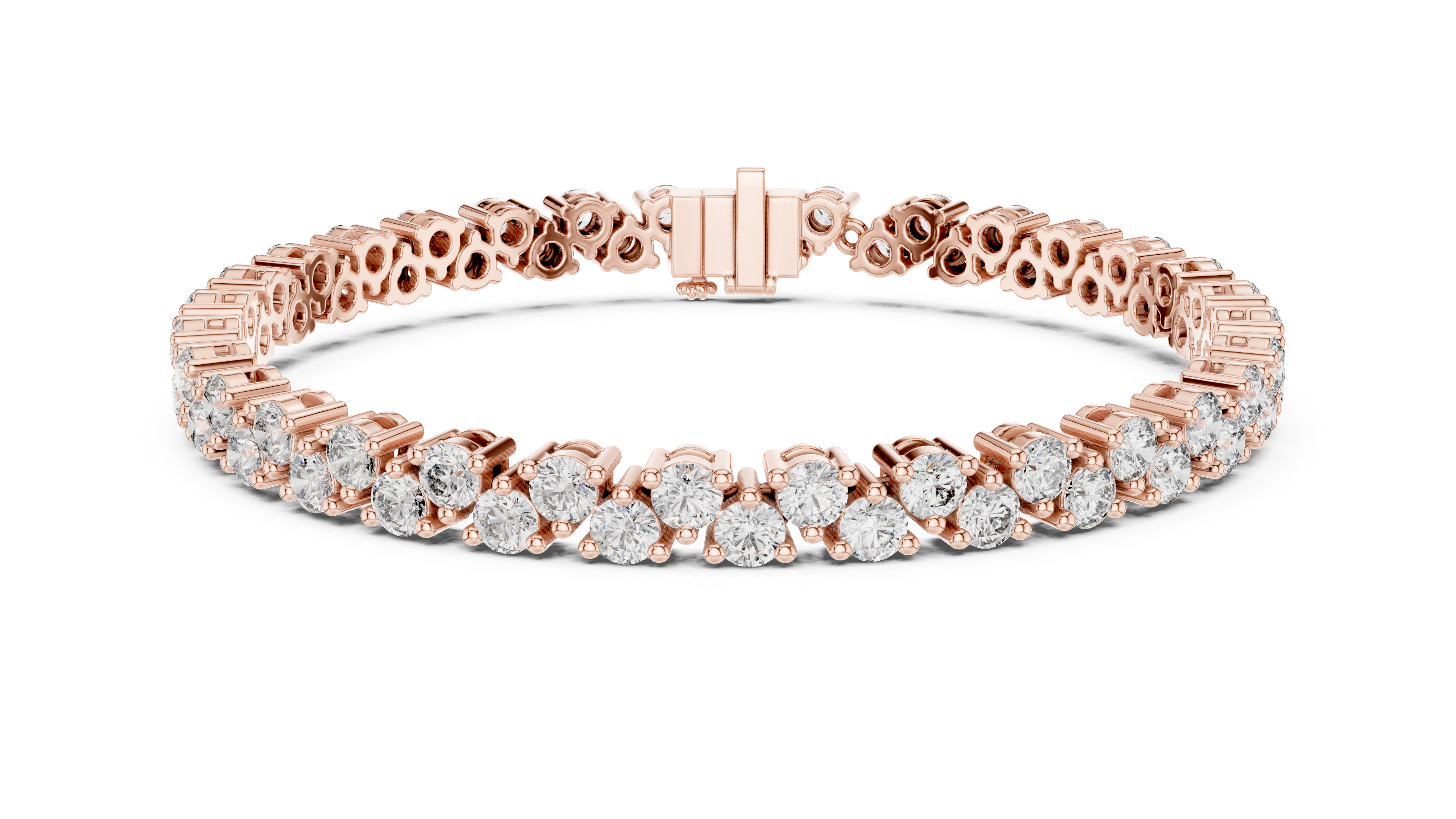 Classic Round Cut Diamond Tennis Chain Bracelet in Collet Settings