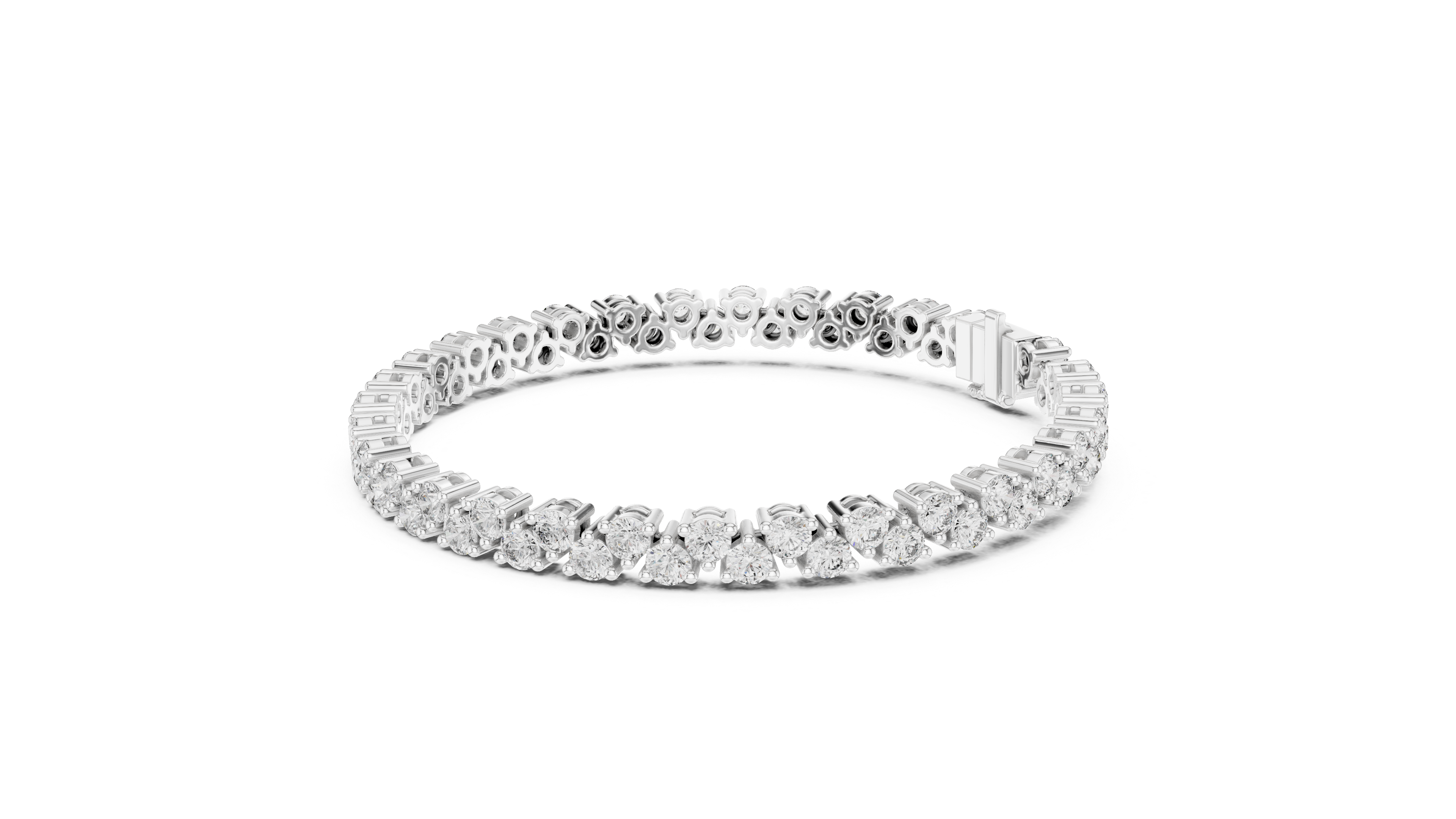 Classic Round Cut Diamond Tennis Chain Bracelet in Collet Settings