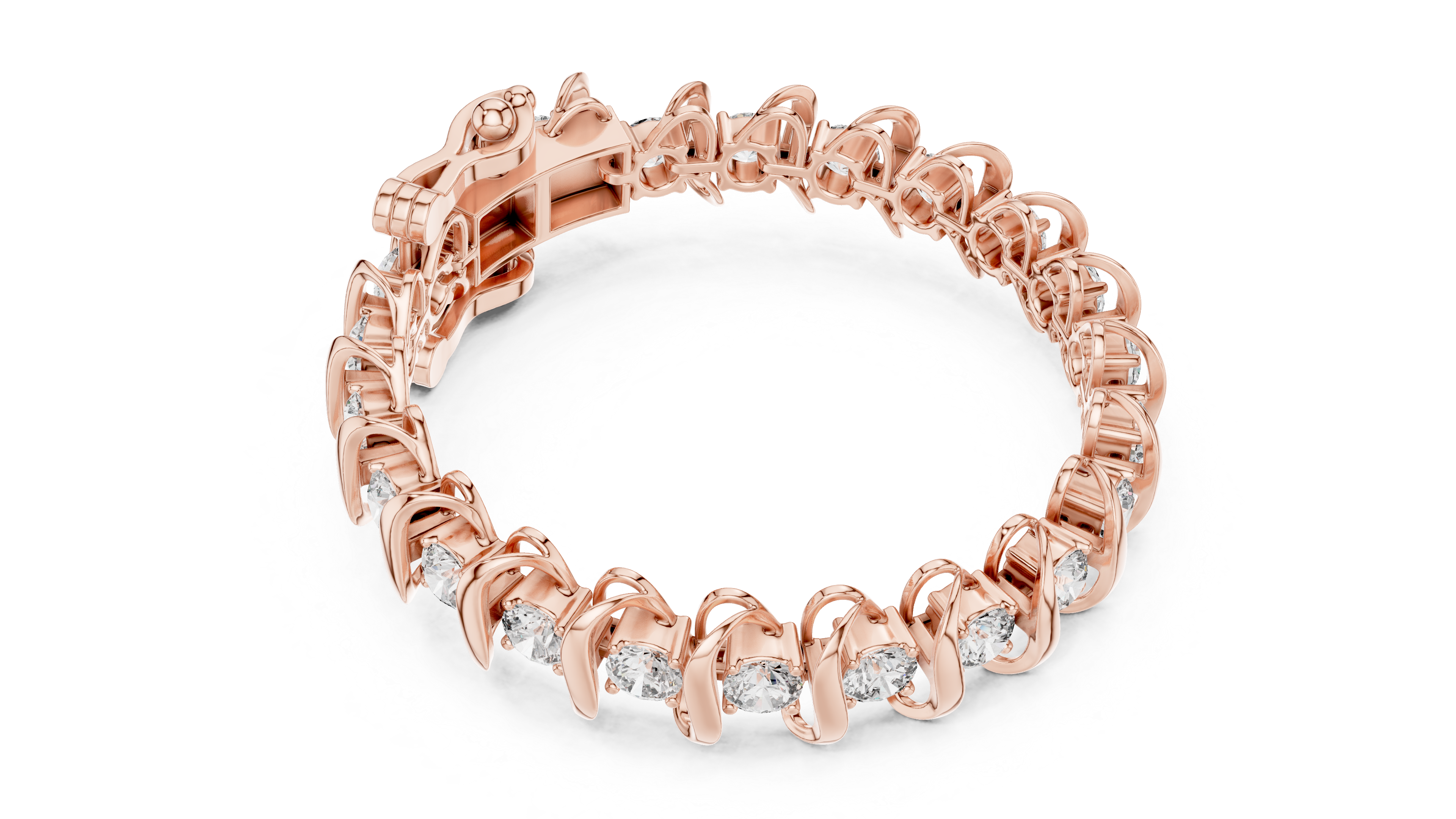 Round Brilliant Diamond Link Tennis Bracelet in Sculpted Arched Settings