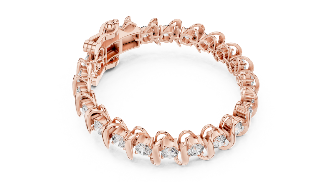 Round Brilliant Diamond Link Tennis Bracelet in Sculpted Arched Settings