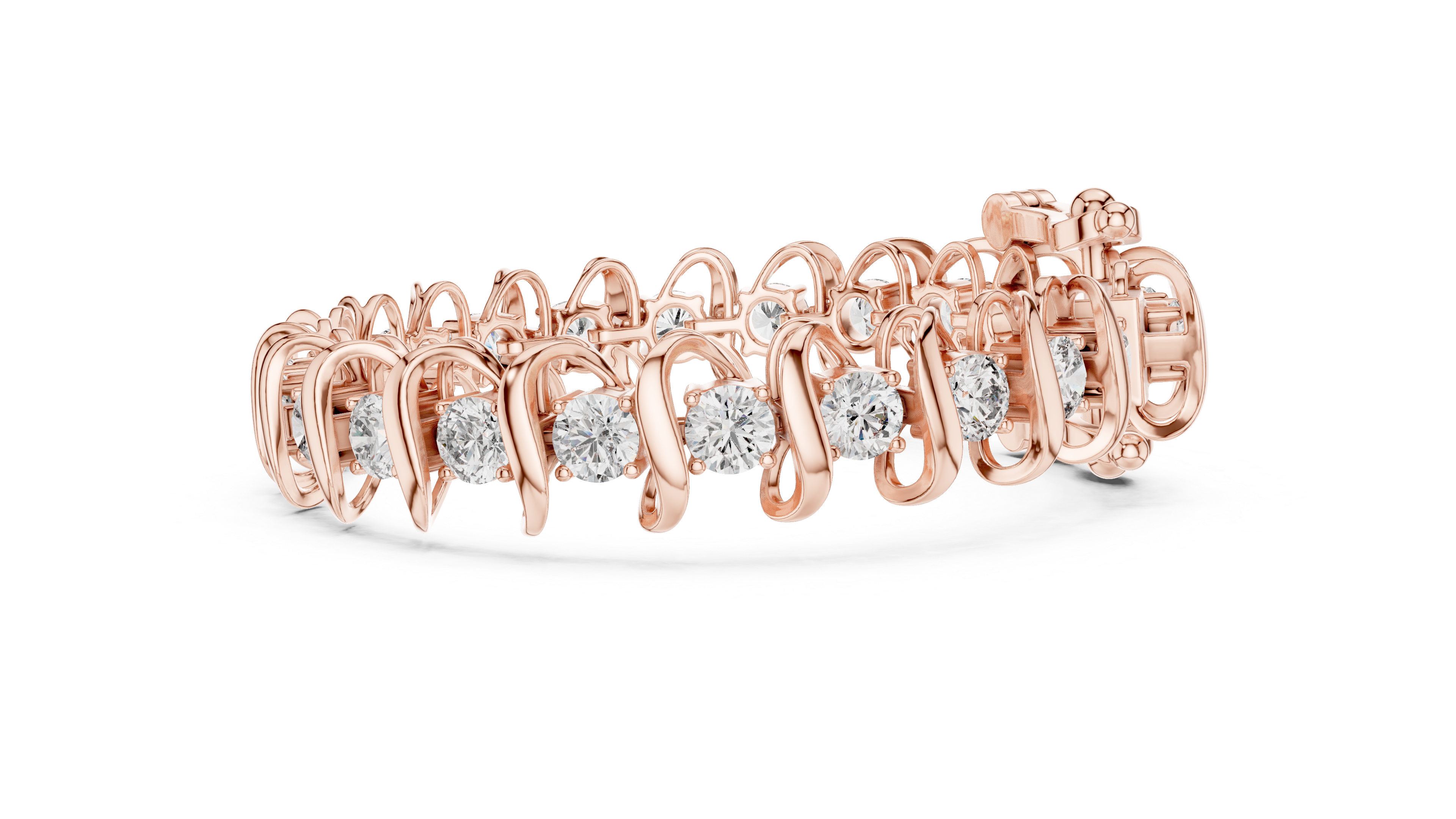 Round Brilliant Diamond Link Tennis Bracelet in Sculpted Arched Settings