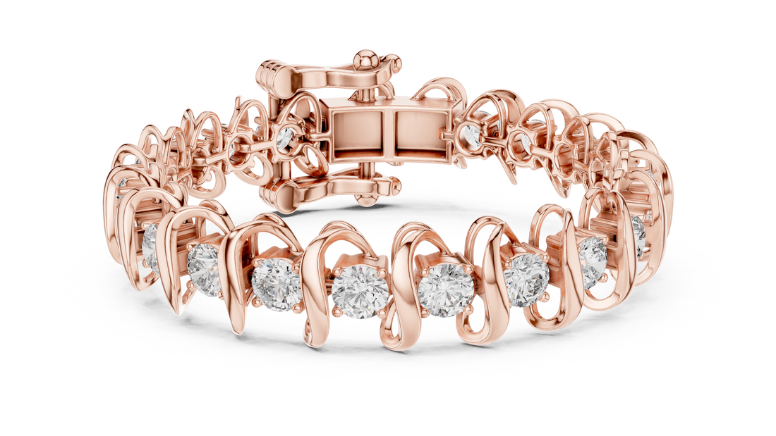 Round Brilliant Diamond Link Tennis Bracelet in Sculpted Arched Settings