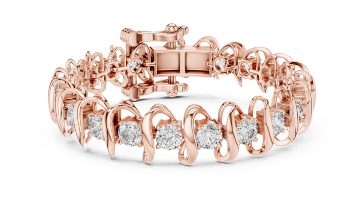 Round Brilliant Diamond Link Tennis Bracelet in Sculpted Arched Settings