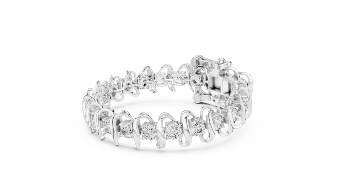 Round Brilliant Diamond Link Tennis Bracelet in Sculpted Arched Settings