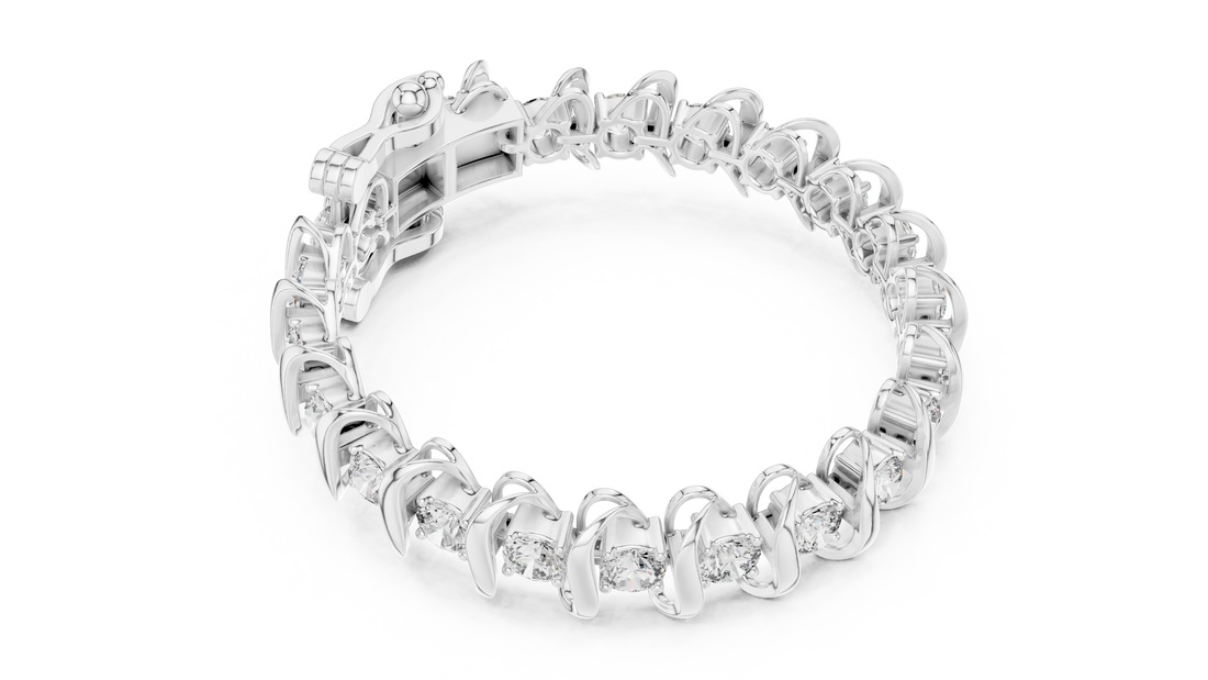Round Brilliant Diamond Link Tennis Bracelet in Sculpted Arched Settings