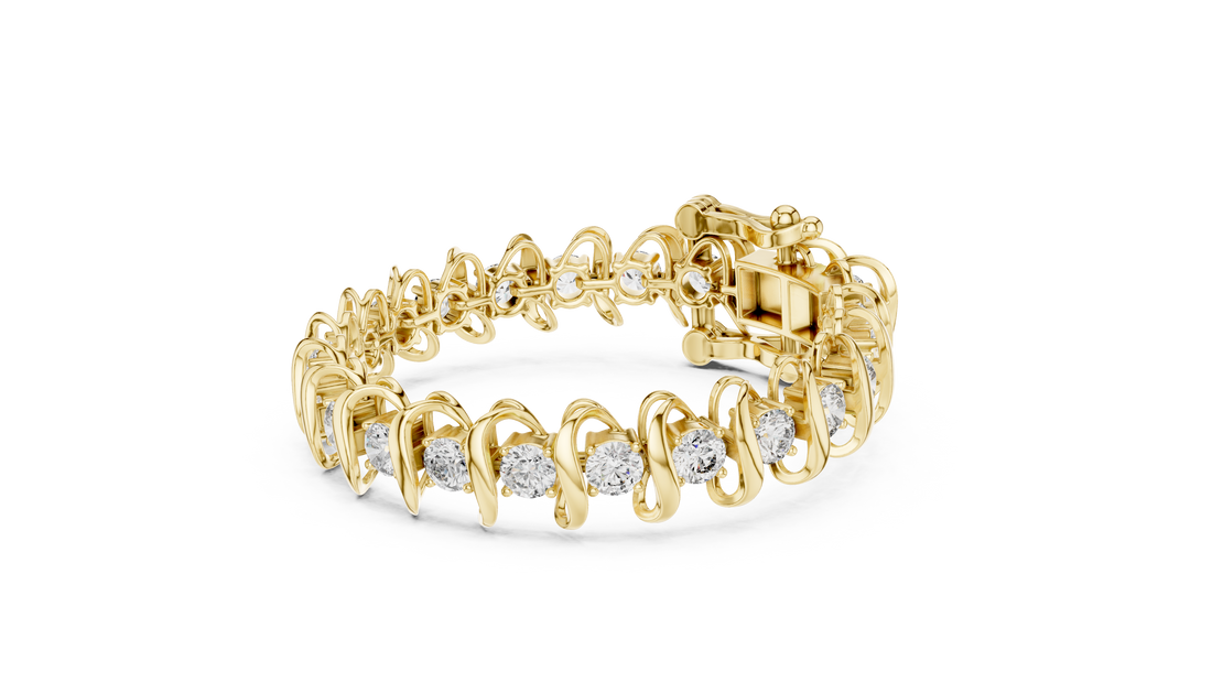 Round Brilliant Diamond Link Tennis Bracelet in Sculpted Arched Settings