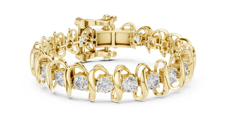 Round Brilliant Diamond Link Tennis Bracelet in Sculpted Arched Settings