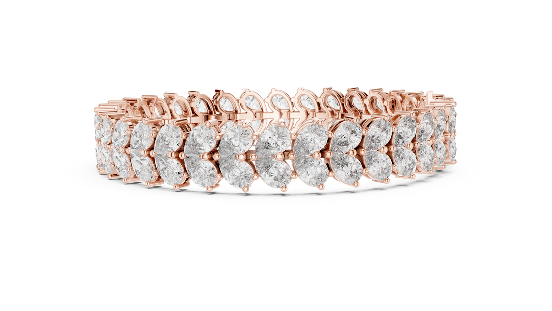 Pear Shape Diamond Double Row Tennis Chain Bracelet with Collet Settings