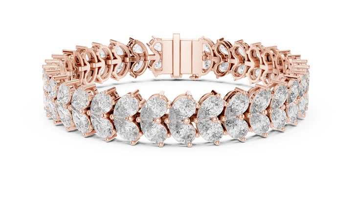 Pear Shape Diamond Double Row Tennis Chain Bracelet with Collet Settings