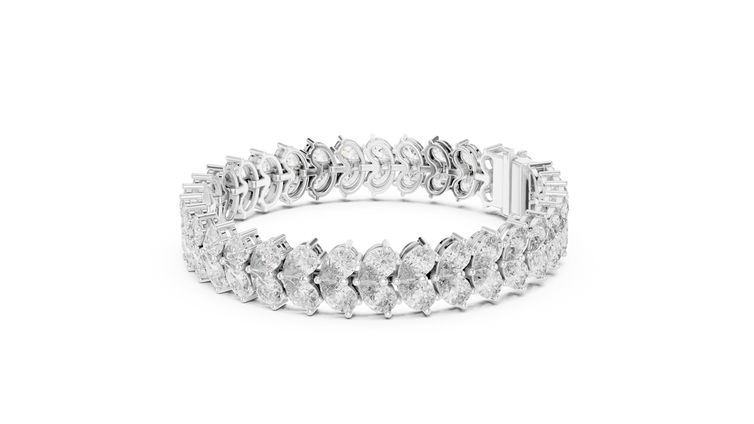 Pear Shape Diamond Double Row Tennis Chain Bracelet with Collet Settings