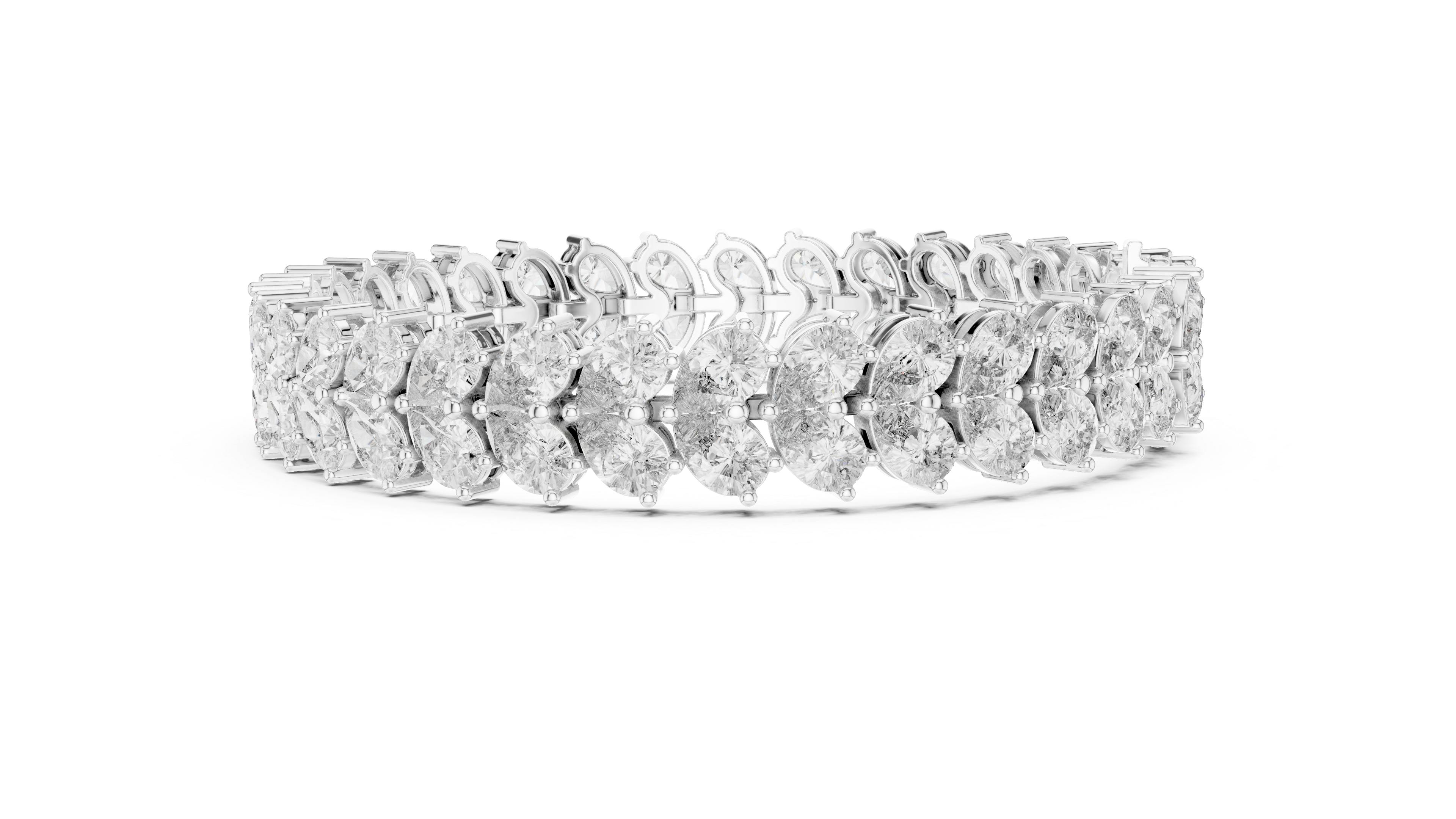 Pear Shape Diamond Double Row Tennis Chain Bracelet with Collet Settings