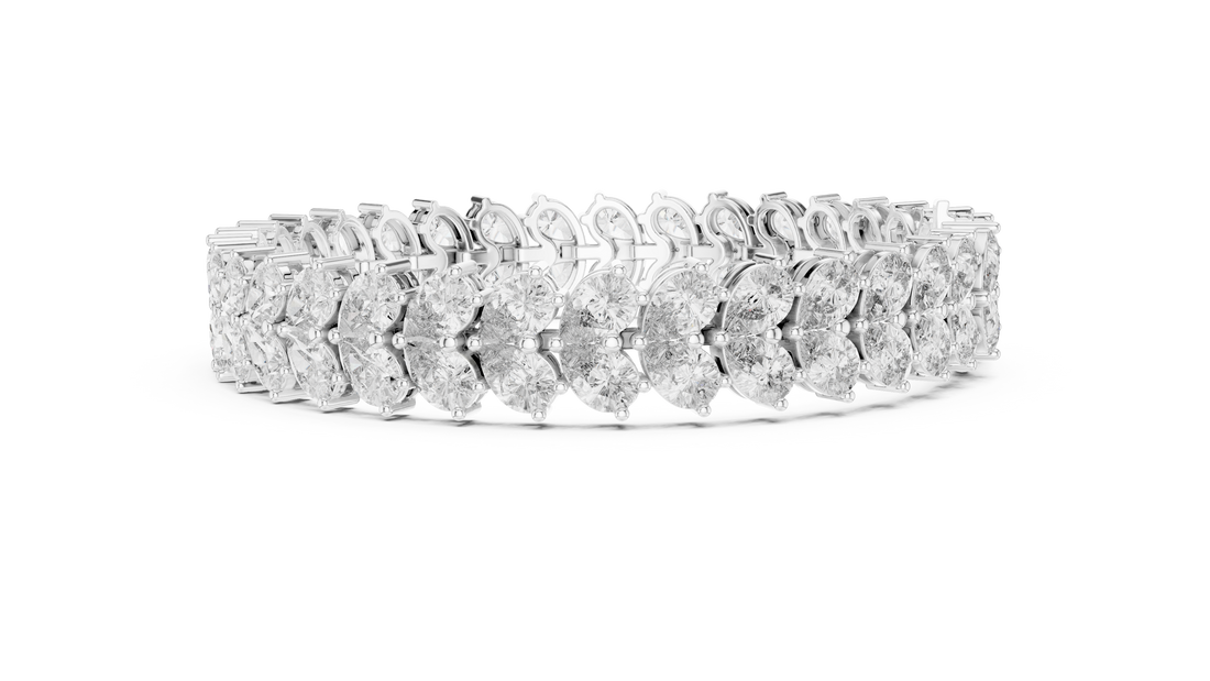 Pear Shape Diamond Double Row Tennis Chain Bracelet with Collet Settings