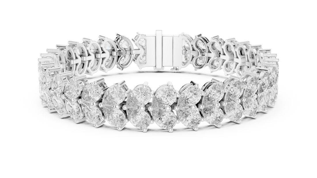 Pear Shape Diamond Double Row Tennis Chain Bracelet with Collet Settings