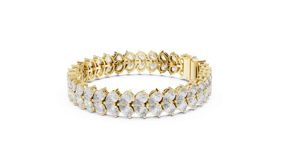 Pear Shape Diamond Double Row Tennis Chain Bracelet with Collet Settings