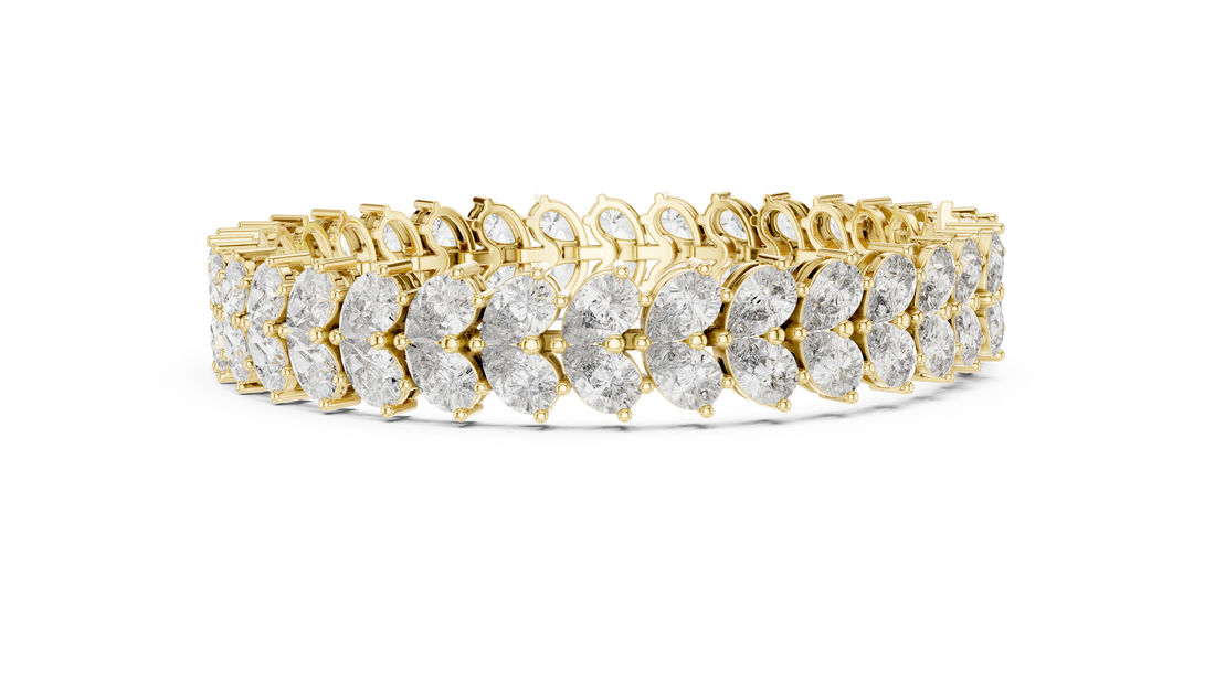 Pear Shape Diamond Double Row Tennis Chain Bracelet with Collet Settings