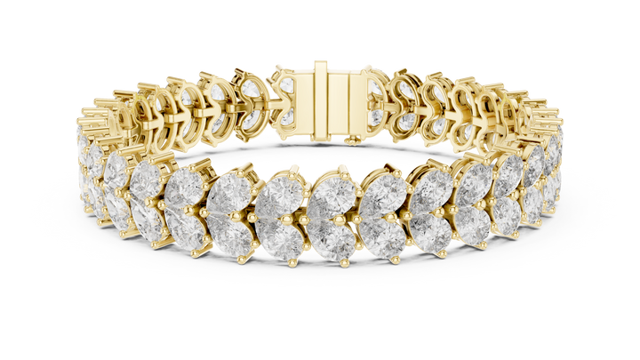 Pear Shape Diamond Double Row Tennis Chain Bracelet with Collet Settings