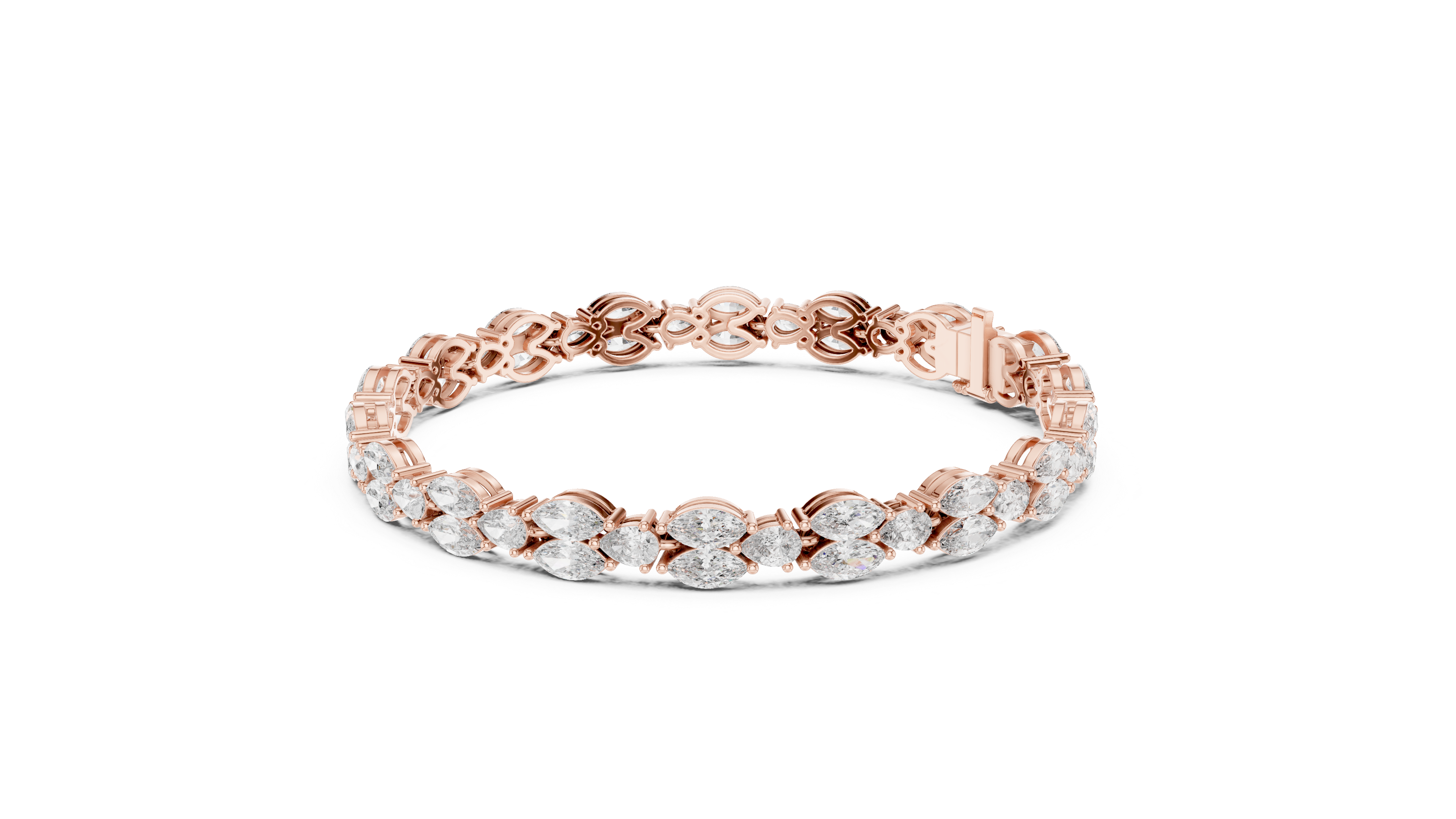 Pear and Marquise Cut Diamond Alternating Tennis Chain Bracelet with Collet Settings