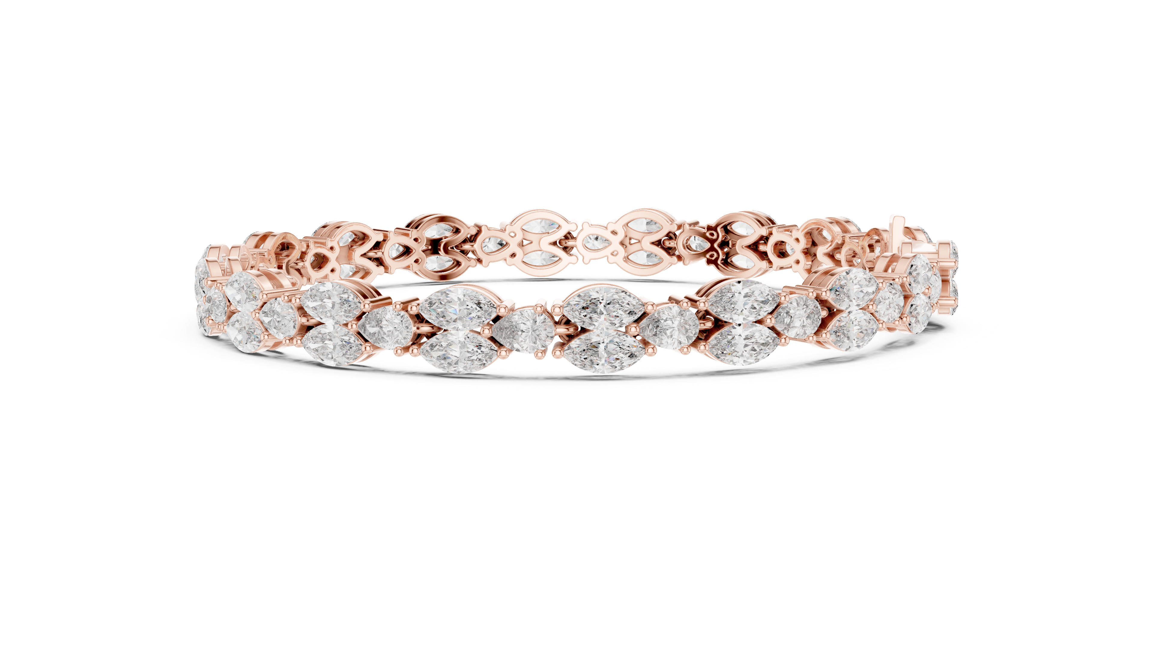 Pear and Marquise Cut Diamond Alternating Tennis Chain Bracelet with Collet Settings